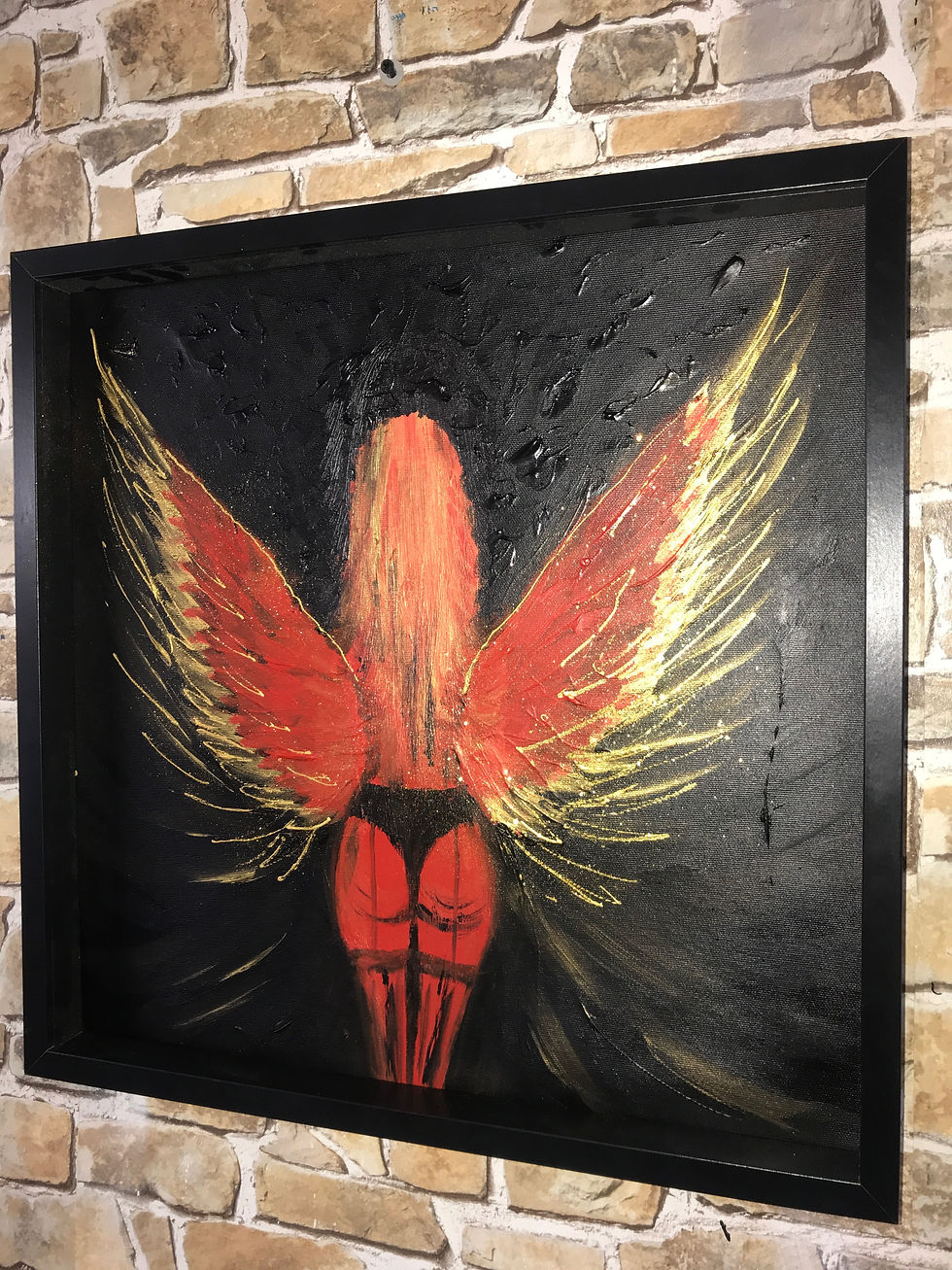 Thumbnail: PAINTING FRAMED 50X50cCHEEKY ANGEL 8-50X50CMS