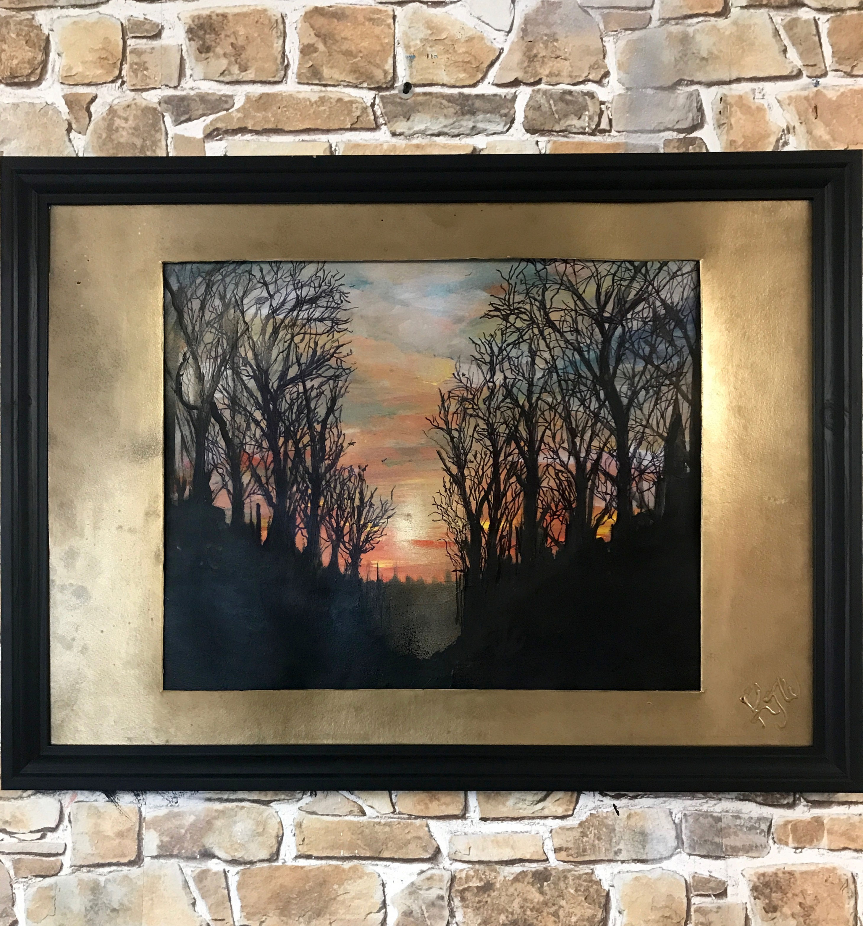 SUBURBAN SUNSET 2-77X57cms ACRYLIC ORIGINAL PAINTING.in frame