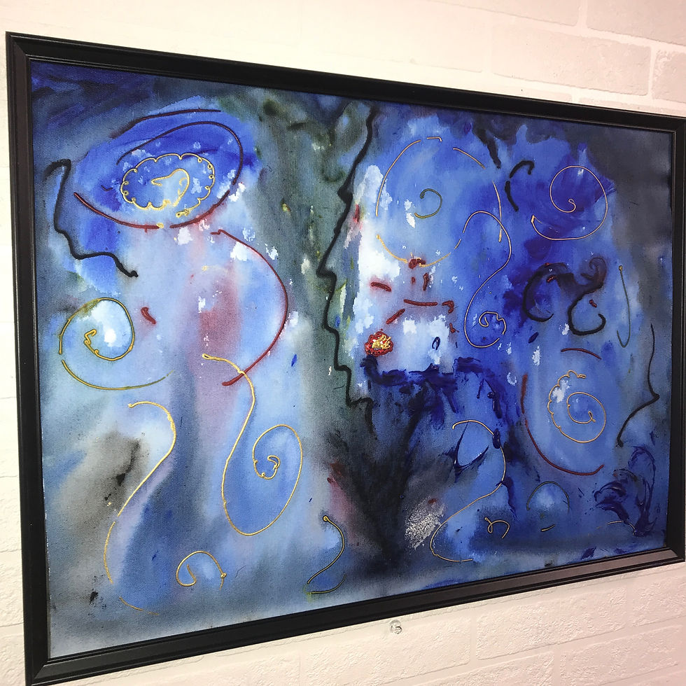 Thumbnail: ABSTRACT HIDING IN BLUE one-40X40CMS CANVAS PAINTING ORIGINAL