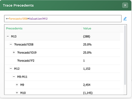Trace Precedents on Google Sheets