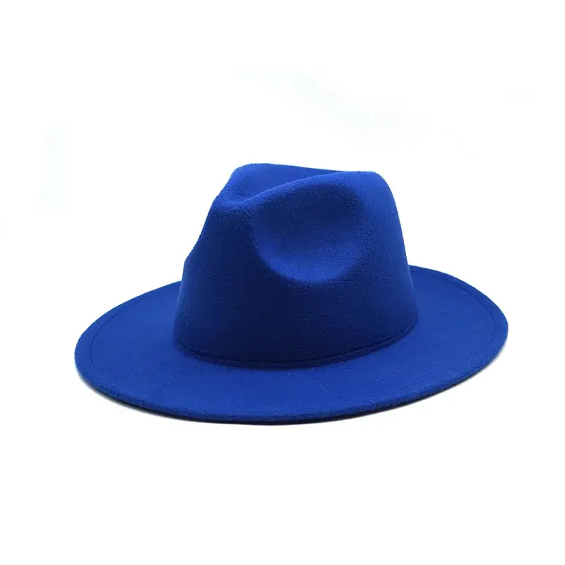 Thumbnail: Autumn Winter Felt Hat Fedoras Big Brim Hats British Style
