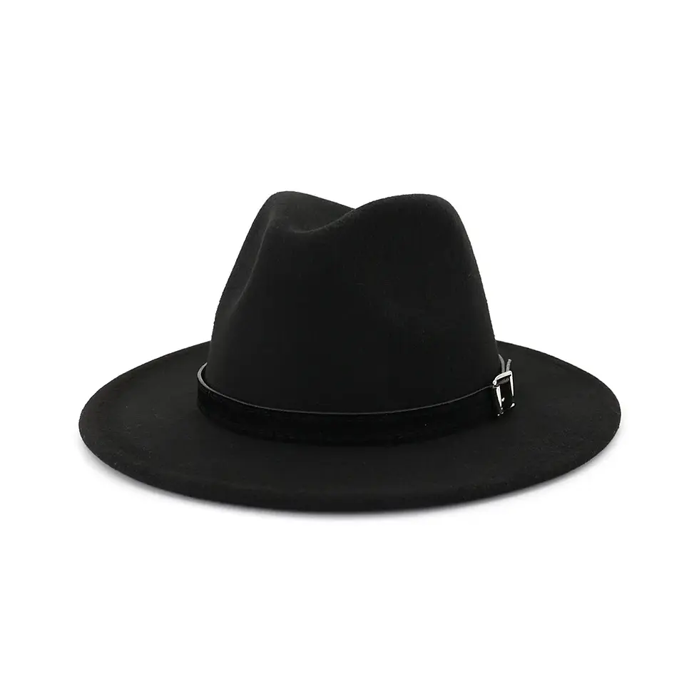 Thumbnail: QBHAT Men Women Wide Brim Wool Felt Fedora Panama Hat