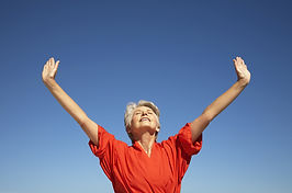 Senior woman feels happy and healthy