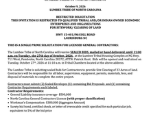 Restricted Solicitation: FOR SITE WORK/ CLEARING OF LAND - HWY 15-401/McCOLL ROAD