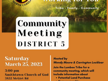 District 5 Community Meeting on Saturday, March 25, 2023 at 3 pm