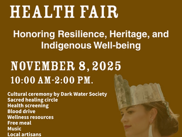You are invited to the 3rd Annual Lumbee Cultural Health Fair "Honoring Resilience, Heritage and Indigenous Well-being, on Saturday, November 8, 2025 at the Lumbee Tribe Cultural Center.