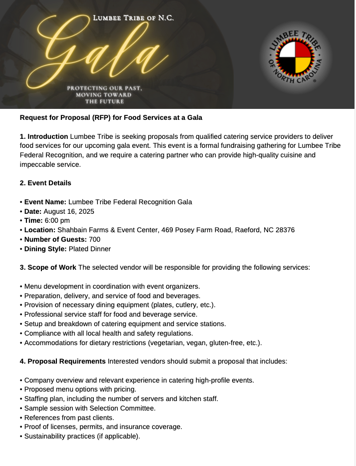 Slaughter And May Example Rfp Request for Proposal (RFP) for Food Services at a Gala 2025