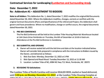 Unrestricted Solicitation (3rd)--Contractual Services for Landscaping Lumberton *Addendum #1 Added