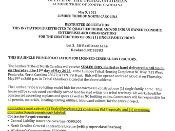 Restricted Solicitation for One (1) Single Family Home--Lot 3