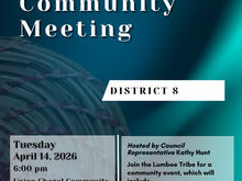 You are invited to the District 8 Community Meeting on Tuesday, April 14, 2026 at 6:00 pm at Union Chapel Community Baptist Church