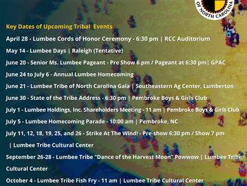 Mark your calendar for these upcoming Lumbee Tribal events.