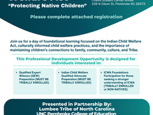 Tribal Citizens, community members and community stakeholders, mark your calendar for Thursday, October 1, 2026 to join us for a day of foundational learning, focused on the Indian Child Welfare Act
