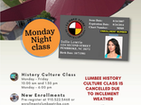 The Lumbee History Culture class which is offered through the Enrollment Department is cancelled for tonight due to inclement weather.