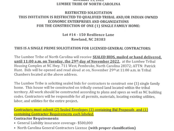 Restricted Solicitation Lot #14 Rowland, NC--Single Family Home