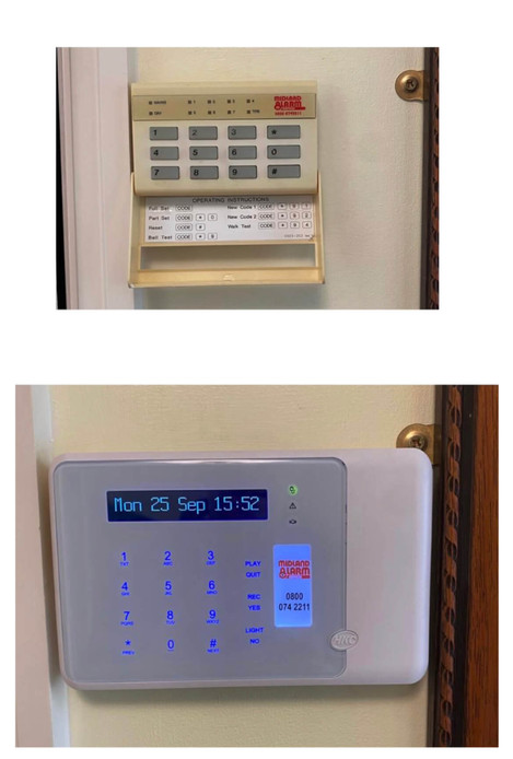 Upgrade of an alarm system in warwickshire from old wired keypad to a new HKC wireless keypad in residential home