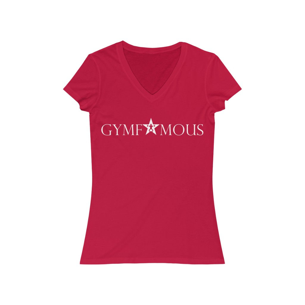 GYMFAMOUS Women's Jersey Short Sleeve V-Neck Tee