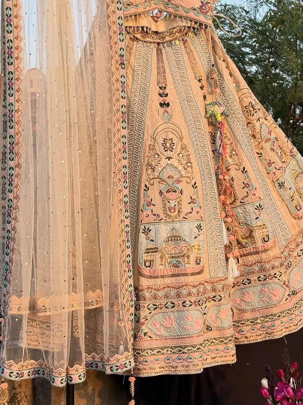 Thumbnail: Ivory Silk Bridal Lahenga