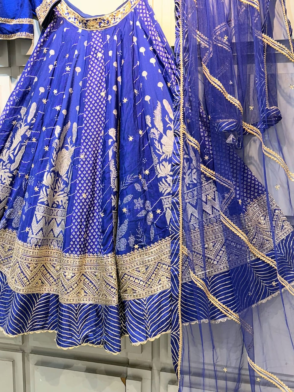 Thumbnail: Blue and White Lahenga Choli Set