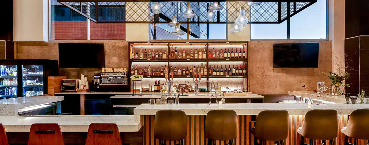 Bar and seating area at The Casso in Downtown Raleigh