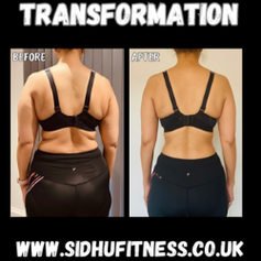 a female before and after of weight loss with sidhu fitness the personal trainer based in hounslow heathrow