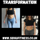 a female before and after transformation with sidhu fitness the personal trainer