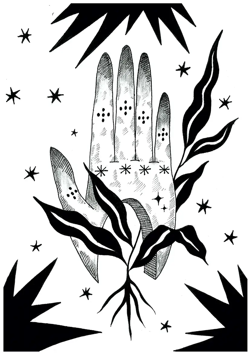 desenho mão com estrelas