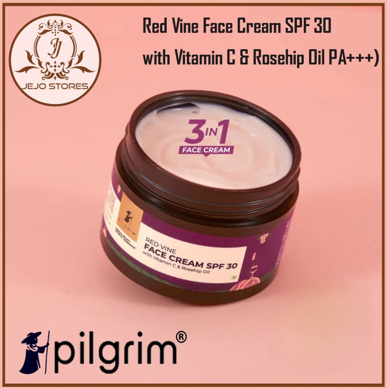 Red Vine Face Cream SPF 30 with Vitamin C & Rosehip Oil PA+++, JeJo Stores