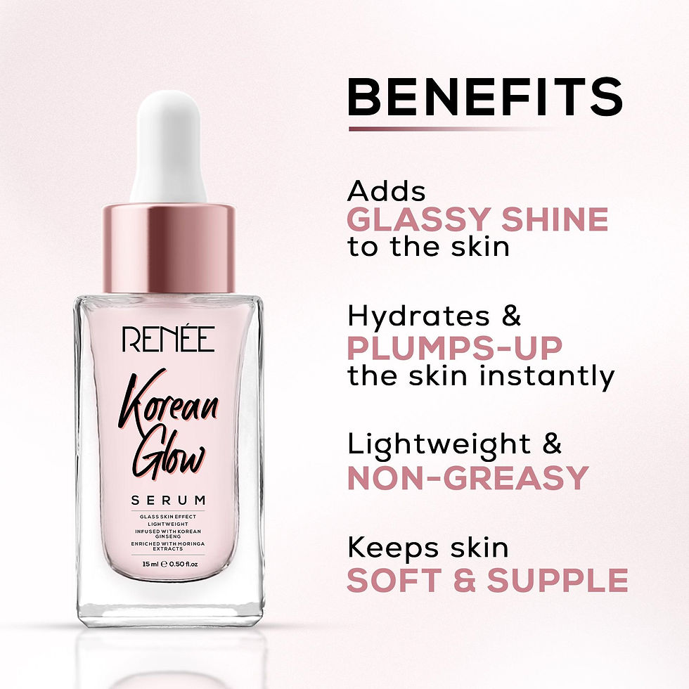 RENEE Korean Glow serum with benefits: glassy shine, hydrates, lightweight, soft skin.