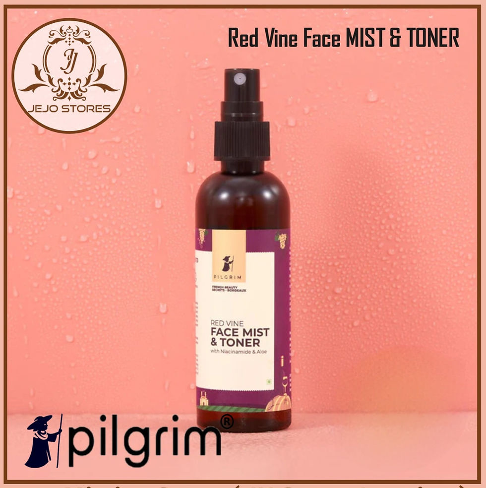 Red Vine Face MIST & TONER bottle, pilgrim, JeJo Stores, pink background.