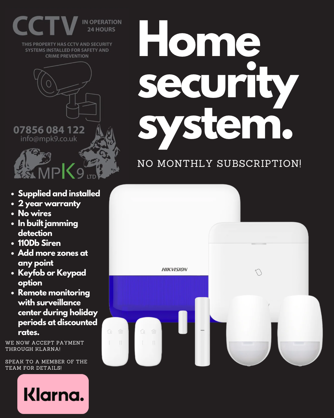 3 x Zone Alarm system with Keypad