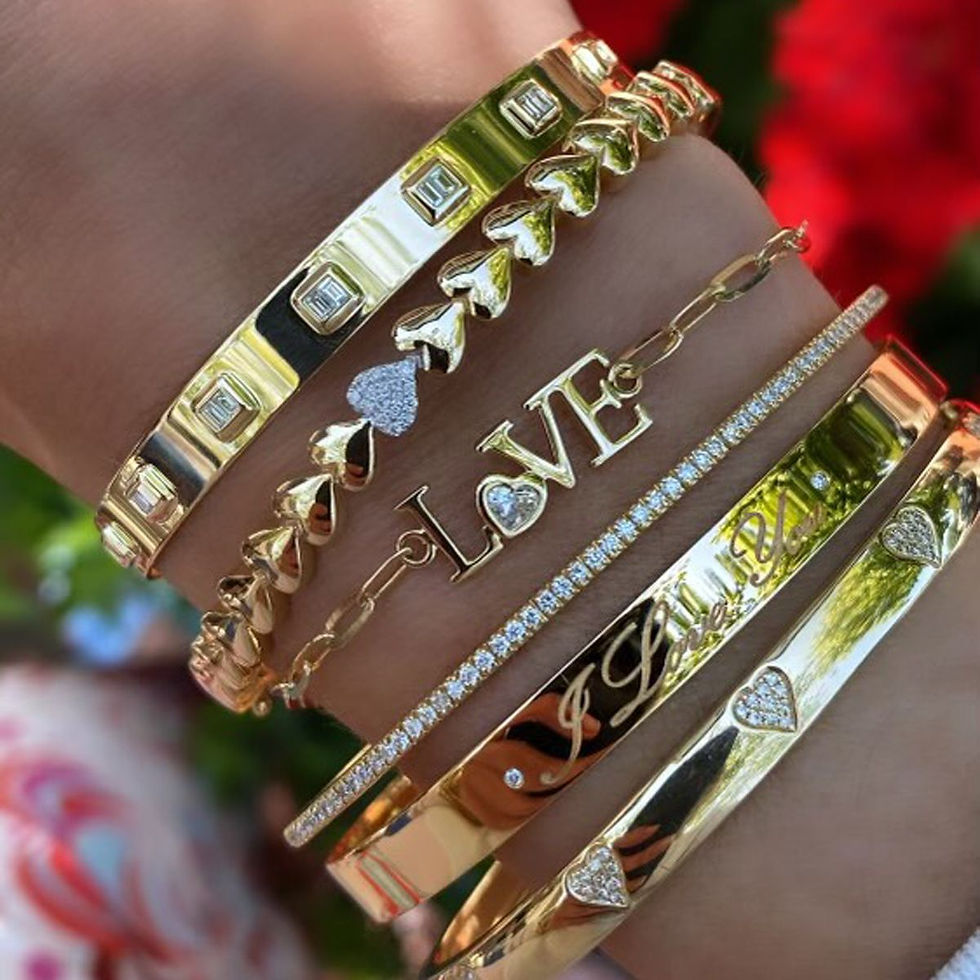 arm with bangle bracelets stack
