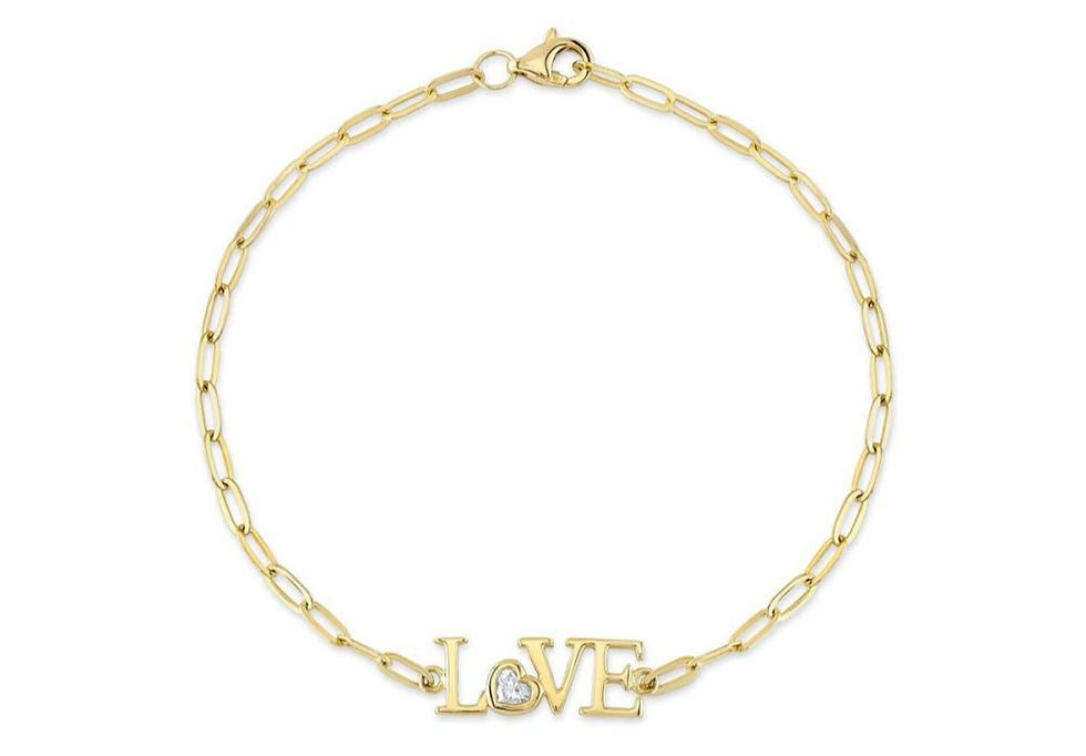 London Collection 14K Yellow Gold and Diamond Love Paperclip Chain Bracelet