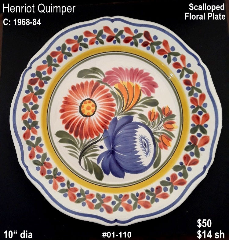 #01-110 HQ Scalloped Floral Plate