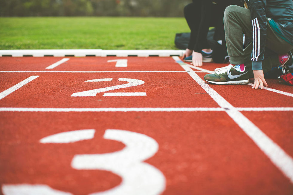 Running shoes at the start line