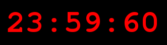 Relógio digital a marcar 23:59:60