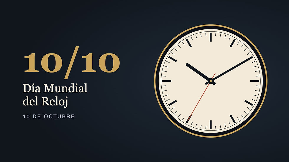 10/10, Día Mundial del Reloj, 10 de octubre: esfera de reloj con las agujas en las 10:10