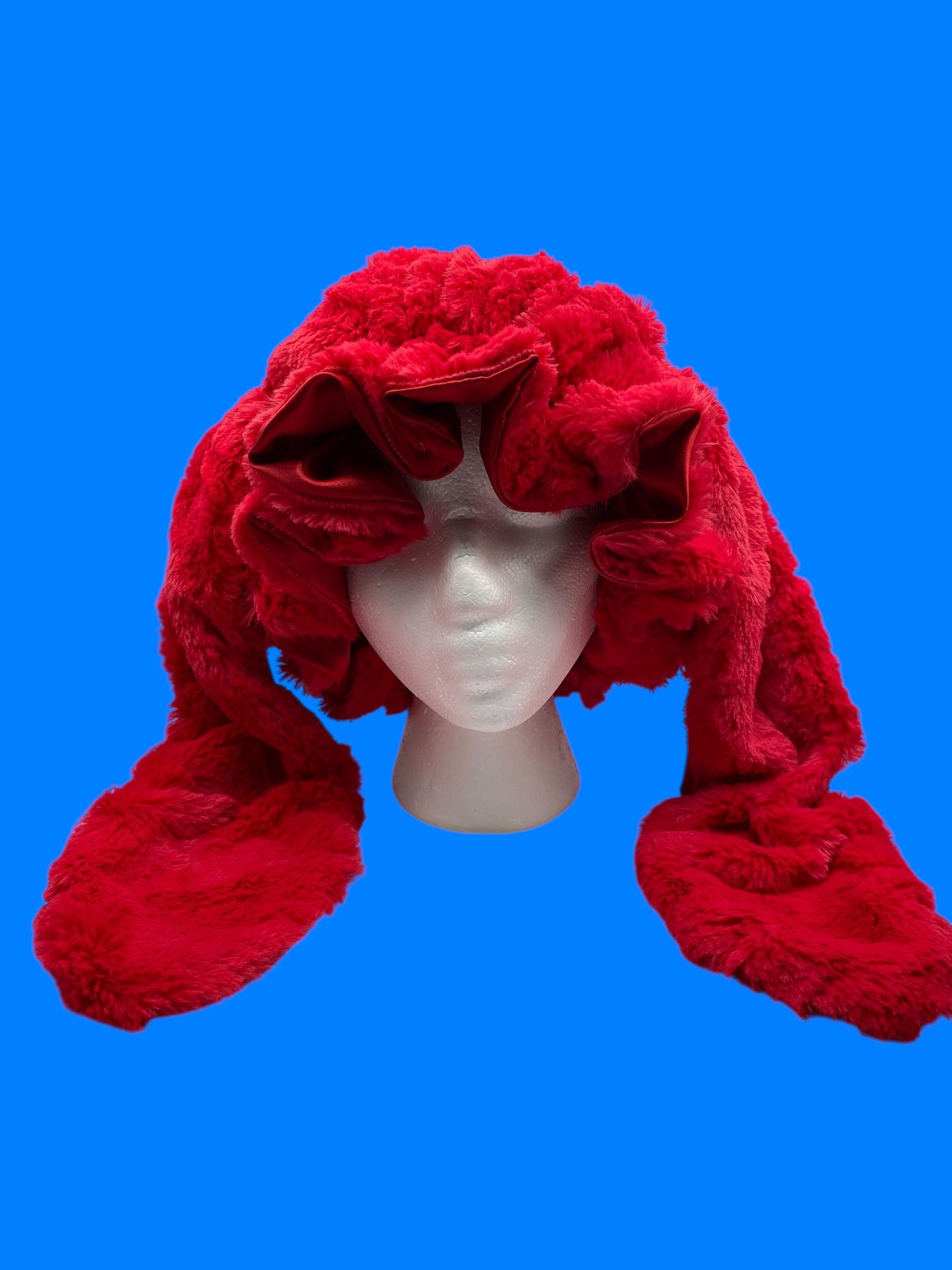 Red Long Ear Luxe Fur Bonnet