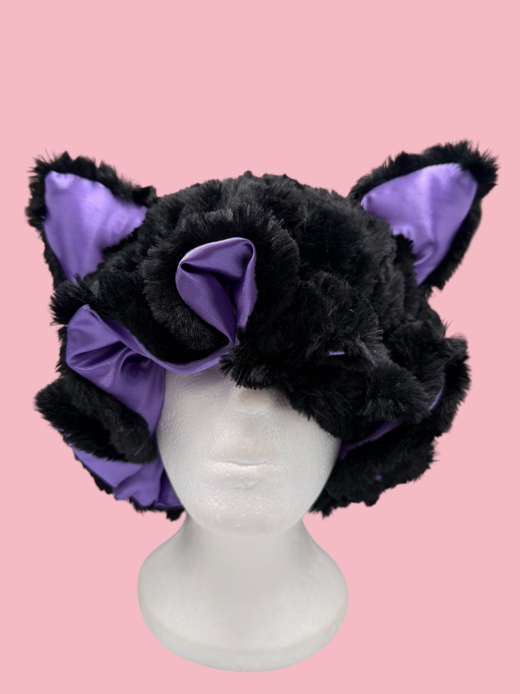 Black Cat Faux Luxe Fur Bonnet