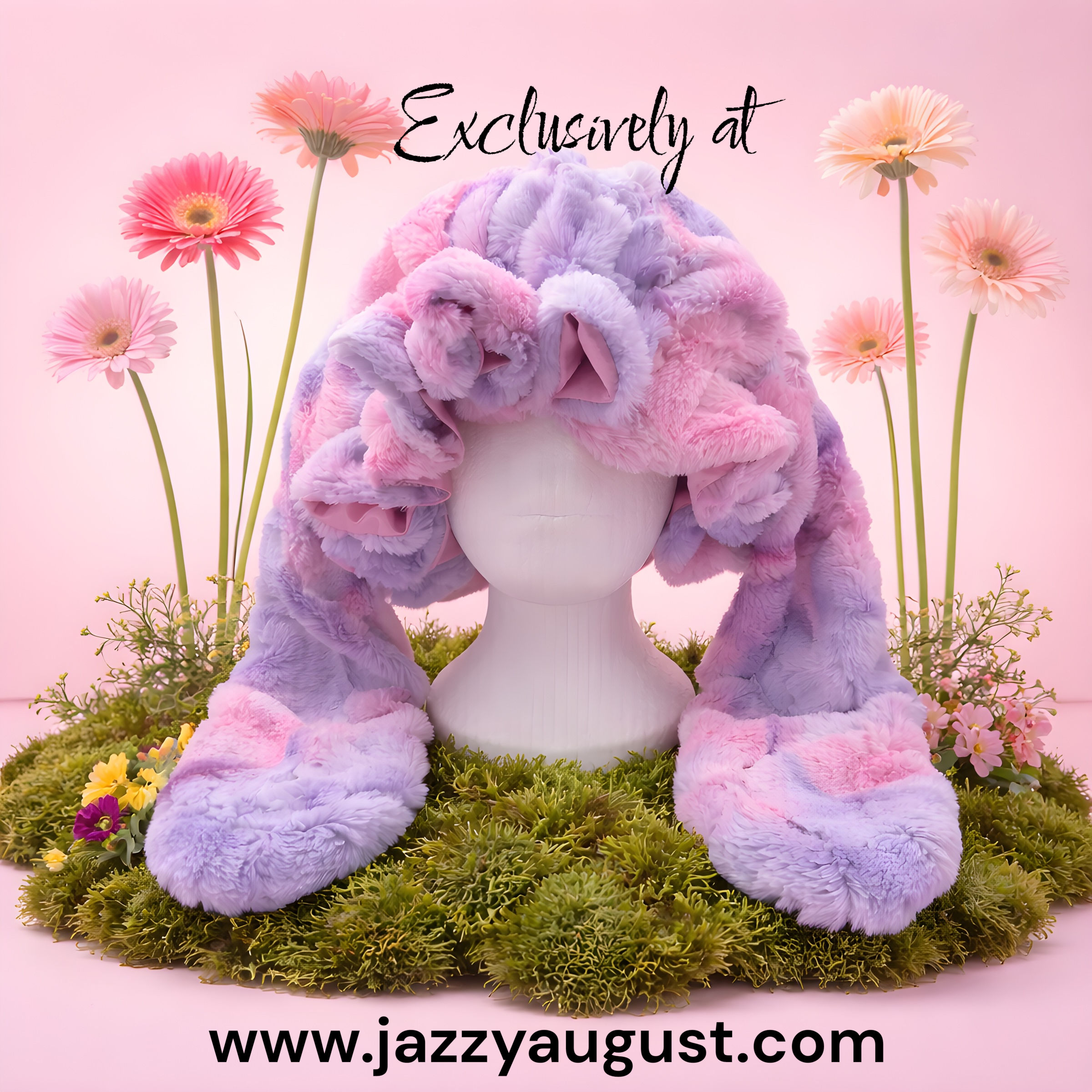 Multicolor Pastel Long Ear Luxe Fur Bonnet