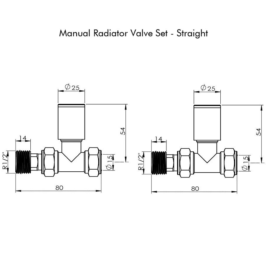 Thumbnail: Manual Radiator Valve Set - Straight
