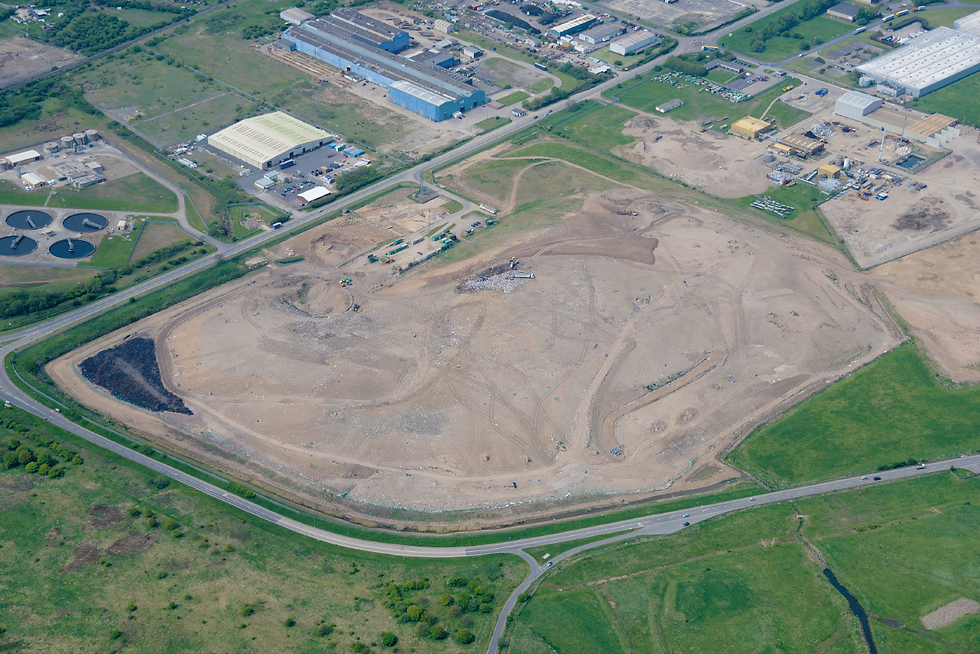 An aerial view of the site