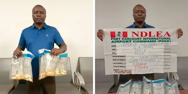 NDLEA Arrests Iran-bound Businessman at Port Harcourt Airport for Swallowing 53 Wraps of Cocaine