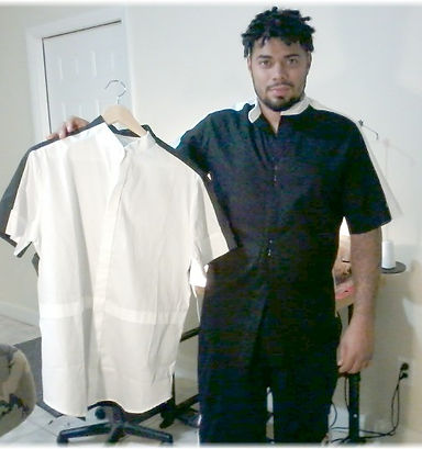 student and his finished shirt at sew by the sea in sebastian, FL