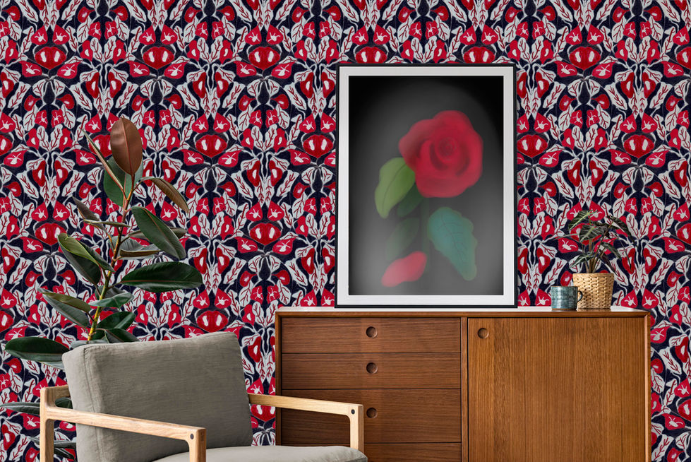 Red flowers and Rose