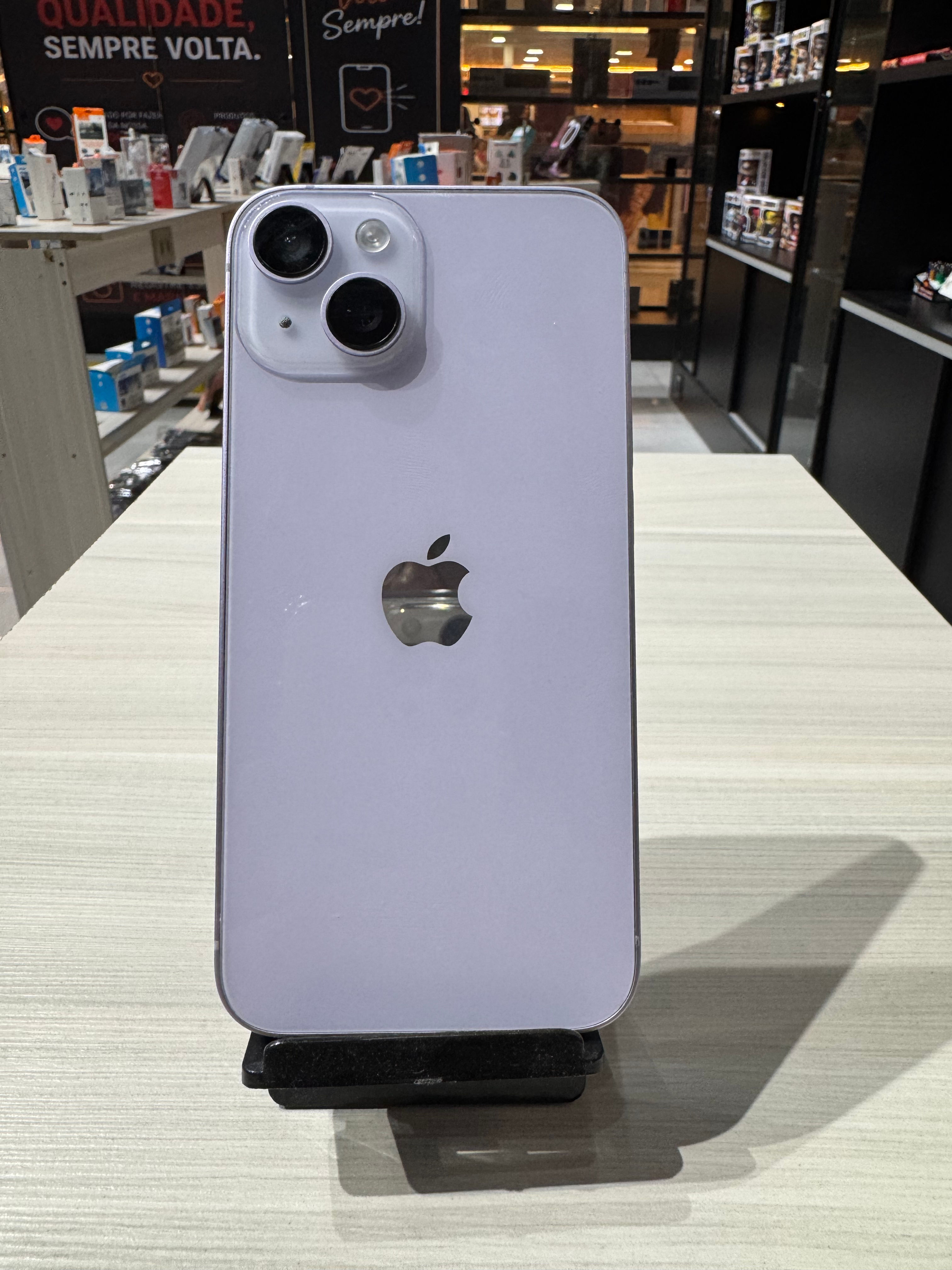 iPhone 14 lilás 128gb (tela trocada)