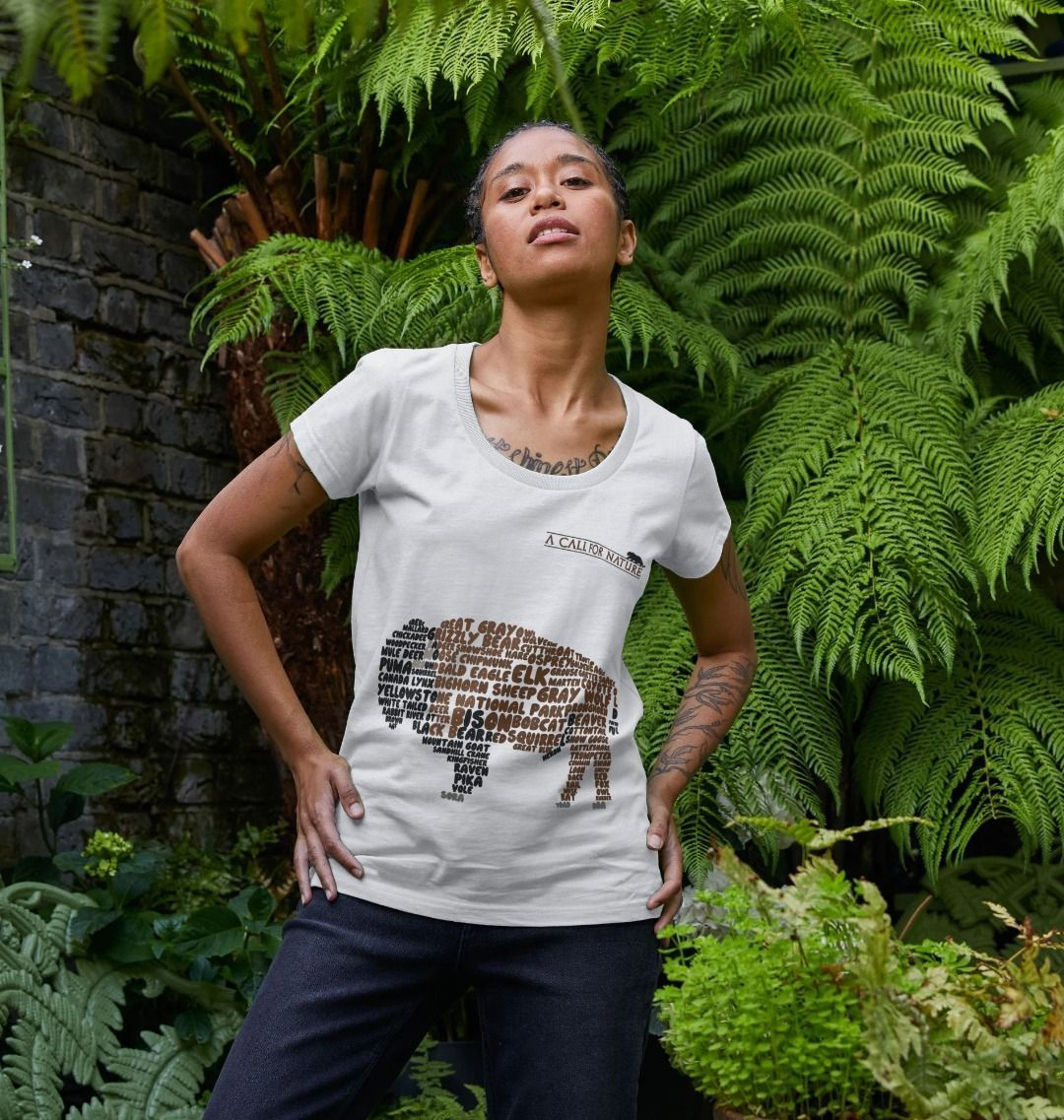 American Bison Word Cloud Women's Scoop Neck Tshirt