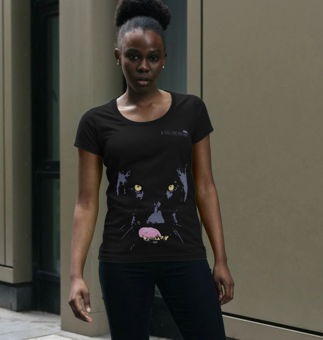 Black Jaguar Face Women's Scoop Neck Tshirt