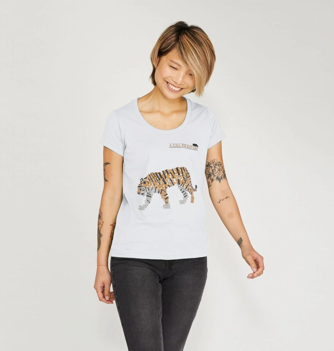 Bengal Tiger Word Cloud Women's Scoop Neck Tshirt