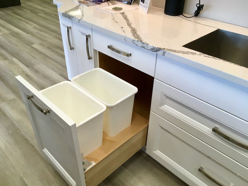 Floor mounted trash & recycling bins