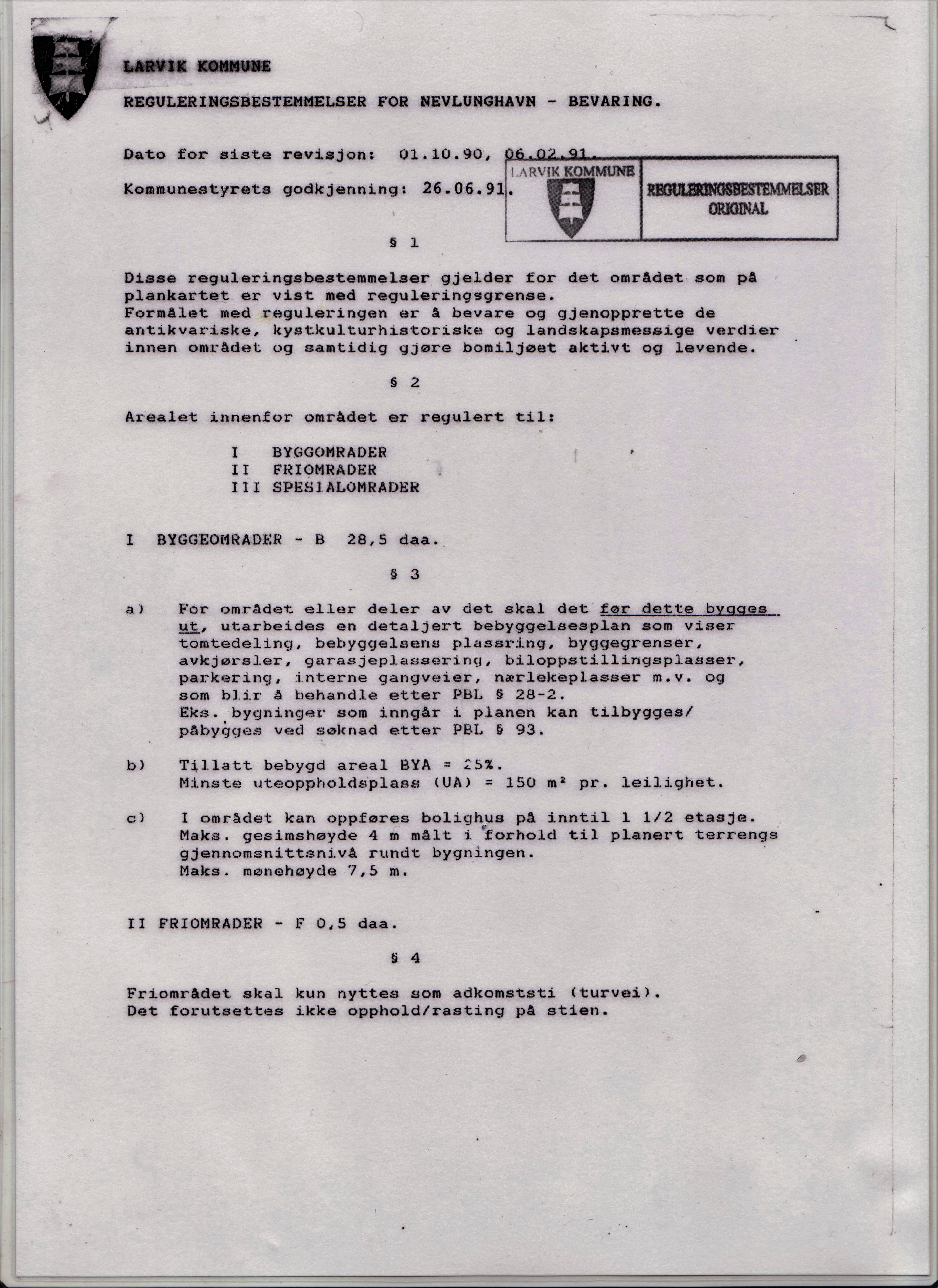 Bevaringsplanen 1991 - s 1 hele